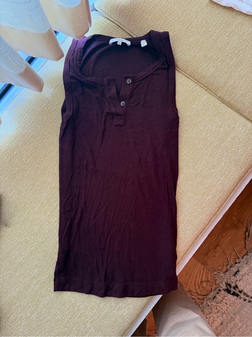 Vince Plum Sleeveless Henley Tank